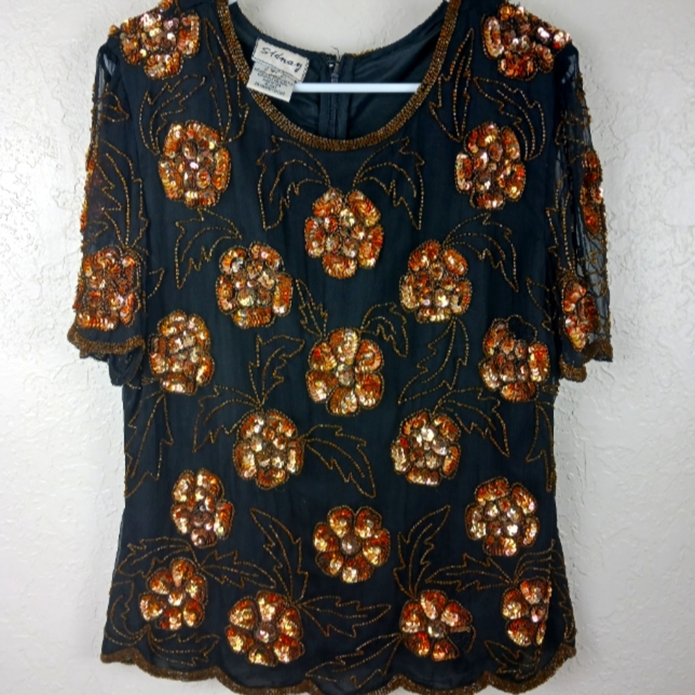 Vintage Stenay beaded blouse XL